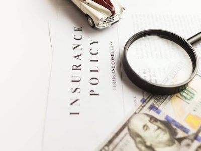 Close-up of an insurance policy contract