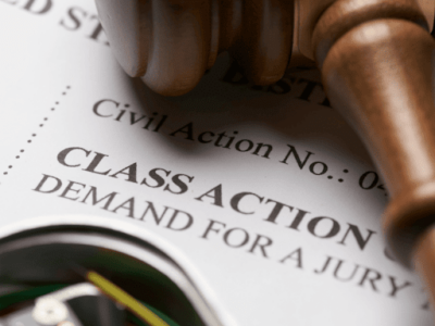 Close-up of a class action certification document