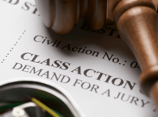 Close-up of a class action certification document
