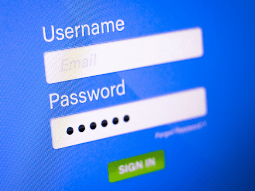 Close-up of a login page for a website controlled by European data privacy laws